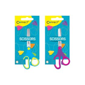   Olló 13cm, iskolai gumírozott fogóval, felakasztható csomagolásban Connect,