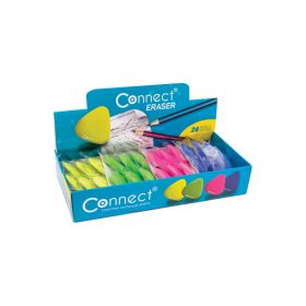   Radír Connect háromszögletű 24 db/kínáló doboz színes (sárga, zöld, rózsa, kék)