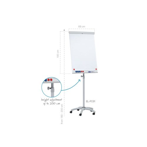 Flipchart tábla mobil 68x105cm, mágneses 5 görgős gurítható X-tra Line Mobil  EL-FC31 Franken