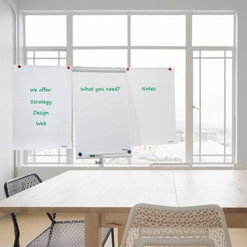 Flipchart tábla mobil 68x105cm, mágneses, 2 db segédkarral, 5 görgős Premium line  F2400/N Franken