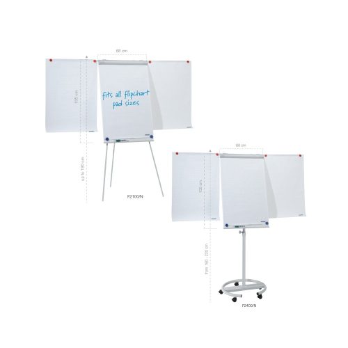 Flipchart tábla mobil 68x105cm, mágneses, 2 db segédkarral, 5 görgős Premium line  F2400/N Franken