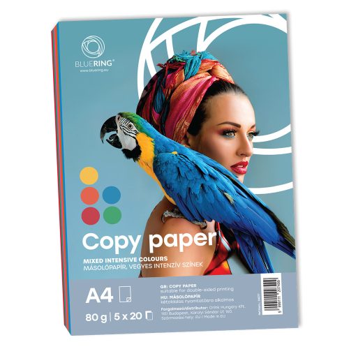 Másolópapír, színes, vegyes színek A4, 80g Bluering® 5x20 ív/csomag, intenzív mix