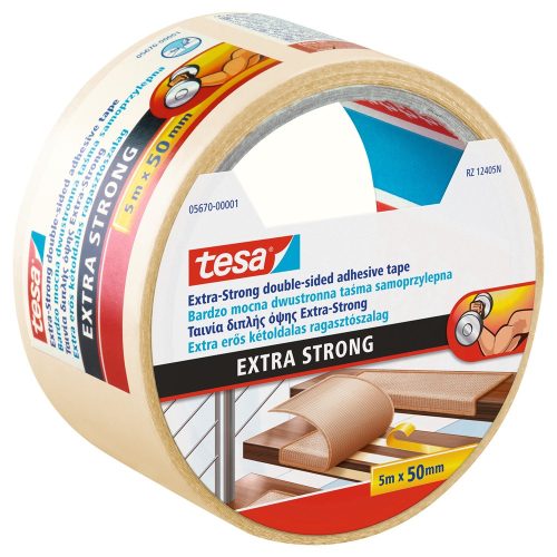 Ragasztószalag kétoldalas, 50mmx5m Extra erős Tesa