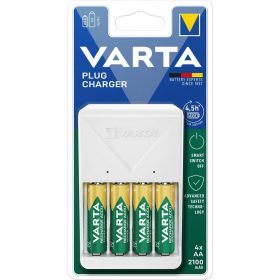 Elemtöltő, akku Plug töltő + 4 db AA 2100 mAH Varta