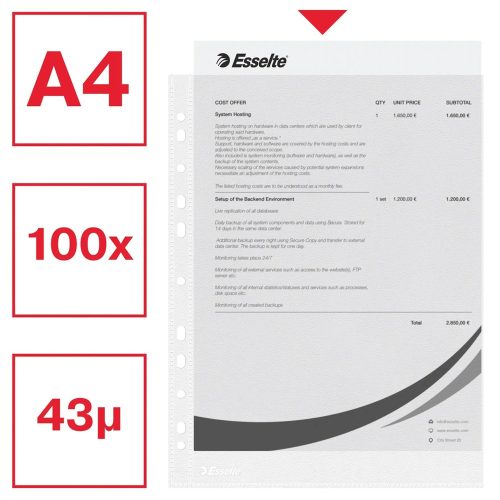 Genotherm lefűzhető A4, 43 micron narancsos Esselte Standard 100 db/csom