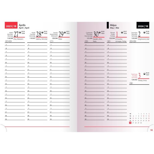 Zsebnaptár álló Fiestina hölgyeknek B/6, heti szirmok Realsystem 2027.