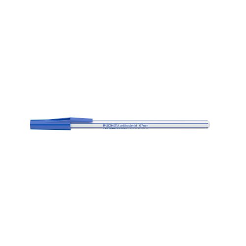 Golyóstoll 0,7mm, kupakos antibakteriális Ico Signetta, írásszín kék