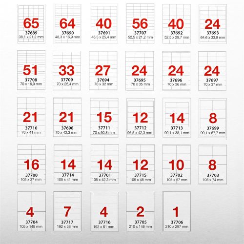 Etikett címke, 70x32mm, 100 lap, 27 címke/lap A-Series