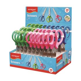   Olló 13 cm tompa fejű 20 db/display Keyroad Soft Grip vegyes színek