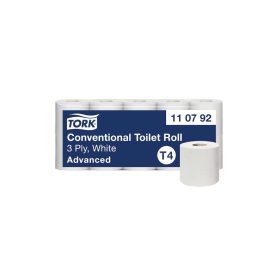   Toalettpapír 3 rétegű kistekercses átmérő: 12 cm 150 lap/tekercs 10 tekercs/csomag Advanced T4 Tork_110792 fehér