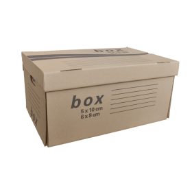   Archiváló konténer karton doboz fedeles 54x36x25cm, felfelé nyíló tetővel Fornax