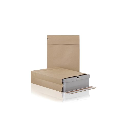 Csomagküldő webshop tasak 250x350x50mm, erős kraft papírból 250 db/doboz, E-green barna