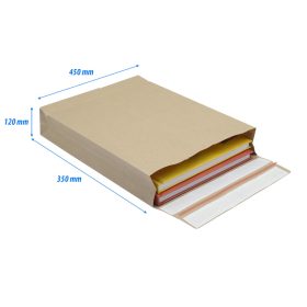   Csomagküldő webshop tasak 350x450x120mm, erős kraft papírból 200 db/doboz, E-green barna