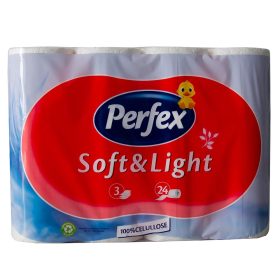   Toalettpapír 3 rétegű kistekercses 100% cellulóz 88 lap/tekercs 24 tekercs/csomag Boni Perfex hófehér