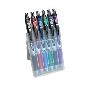   Írószertartó asztali műanyag 6db-os készlet BL77 toll, Pentel 6 klf. szín