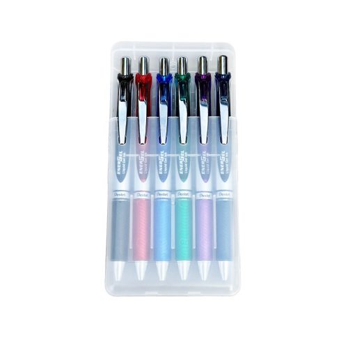Írószertartó asztali műanyag 6db-os készlet BL77 toll, Pentel 6 klf. szín