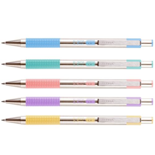 Golyóstoll 0,7mm, pasztell zöld test, Zebra F-301, írásszín kék