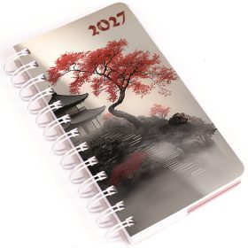   Zsebnaptár álló spirálozott SP5 napi fehér lapokkal japán Realsystem 2027.
