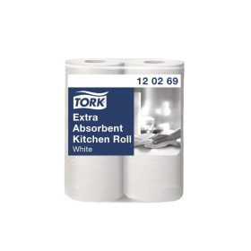   Papírtörlő konyhai 2 rétegű átmérő: 10,7 cm 64 lap/15,23 méter/tekercs 2 tekercs/csomag Premium Tork_120269 fehér