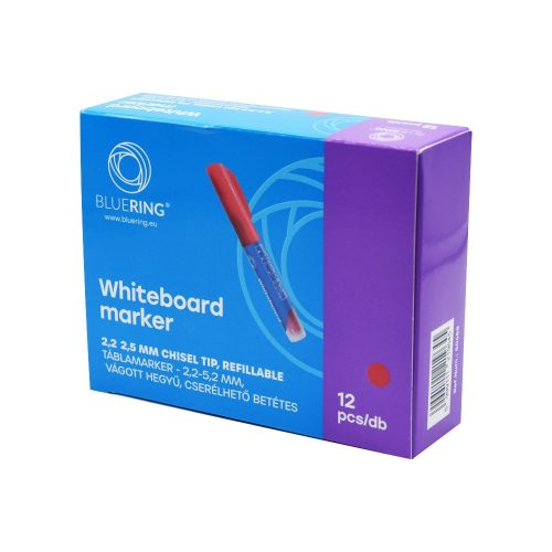 Táblamarker 2,2-5,2mm, vágott hegyű, cserélhető betétes, Bluering piros
