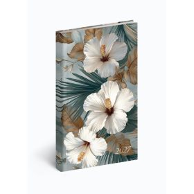   Zsebnaptár álló Picture, fehér lapokkal hibiszkusz Realsystem 2027.