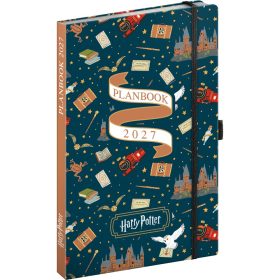   Keménytáblás notesz krémszínű lapokkal leszorító gumiszalaggal Harry Potter-Hogwarts 130x210mm, Presco