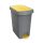 Szemeteskuka pedálos műanyag 60 literes Pelikán Slim eco antracit színű sárga tetővel UP232-214