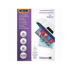   Lamináló fólia, A4, 80 micron, fényes, 25 db/doboz, Fellowes®