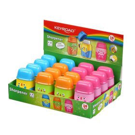   Hegyező, 2 lyukú, radírral, 16 db/display, Keyroad 2in1, vegyes színek