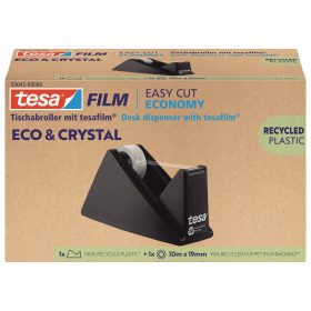   Ragasztószalag adagoló 19mmx10m, asztali + irodai átlátszó újrahasznosított ragasztószalag Tesa Eco & Crystal