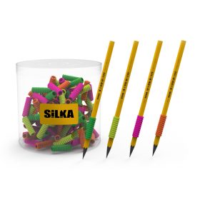   Ceruza markolat, spirál, szilikon, neon, 72 db/display, Silka