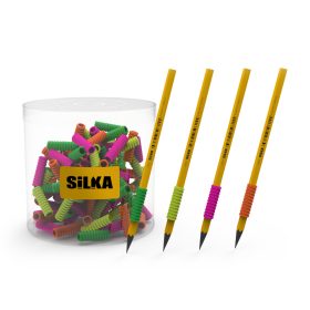   Ceruza markolat, spirál, szilikon, neon, 72 db/display, Silka