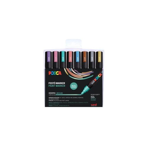 Dekormarker 1,8-2,5mm, Uni Posca PC-5M 8 db-os készlet. metál