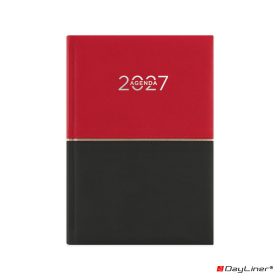   Határidőnapló Contrast A5 napi, fehér lapokkal piros-fekete Dayliner 2027.