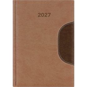   Határidőnapló Memphis A5 napi, fehér lapokkal barna-csokoládé Dayliner 2027.