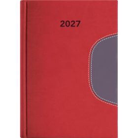   Határidőnapló Memphis A5 napi, fehér lapokkal piros-szürke Dayliner 2027.