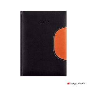   Határidőnapló Memphis B5 heti, fehér lapokkal fekete-narancs Dayliner 2027.
