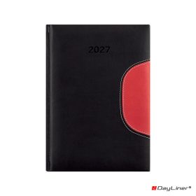   Határidőnapló Memphis B5 heti, fehér lapokkal fekete-piros Dayliner 2027.