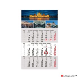   Speditőr naptár 1 tömb, 3 hónap Primus Classic 300 × 480 mm, fehér lapokkal Budapest Dayliner 2027.