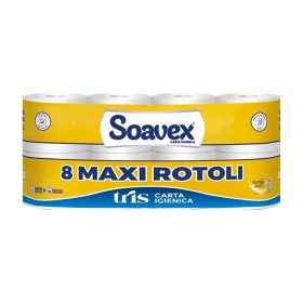   Toalettpapír 3 rétegű kistekercses 100% cellulóz 155 lap/17,5 m/tekercs 8 tekercs/csomag Soavex Maxi Rotoli_Paperdi