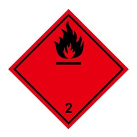   Információs címke, papír Gyúlékony gázok 2.1 10cmx10cm 300db/tekercs