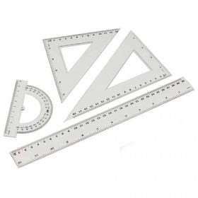   Vonalzókészlet, 30cm, vonalzó, szögmérő, 45° és 60° háromszög vonalzók 4 db/csom