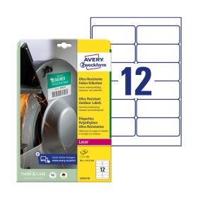   Etikett címke, 99,1 x42,3mm, ultra ellenálló 12 címke/ív, 10 ív/doboz, Avery fehér