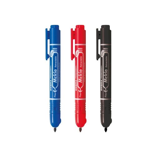 Alkoholos marker 1,3 mm, nyomógombos, Mckie Retractable Zebra  írásszín piros