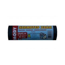   Szemeteszsák 40 liter 55 x 62 cm 10 mikron 20 db/tekercs Mody fekete