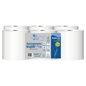   Kéztörlő 2 rétegű tekercses átmérő: 20 cm 100% cellulóz 486 lap/180 m/tekercs 6 tekercs/csomag Super 180 Paperdi