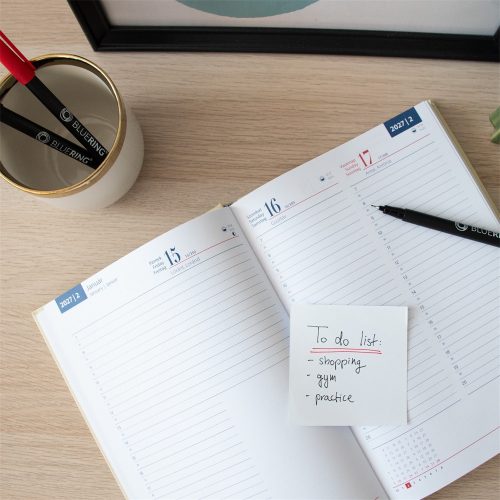 Határidőnapló agenda Standard B/5, napi fehér lapokkal kék Bluering® 2027.