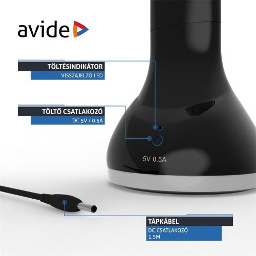 Asztali LED lámpa, RGB hangulatvilágítás, 4W, 4000K, AVIDE, fekete