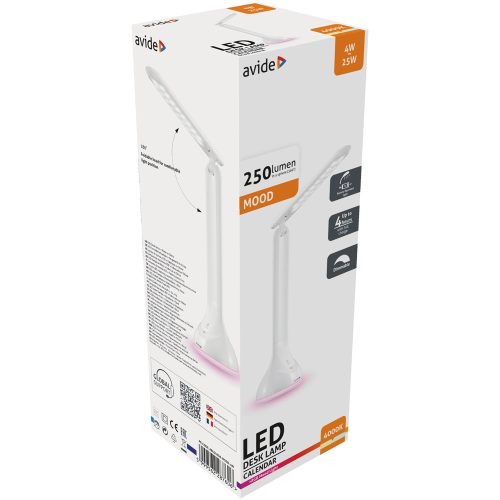 Asztali LED lámpa, RGB hangulatvilágítás, 4W, 4000K, AVIDE, fehér