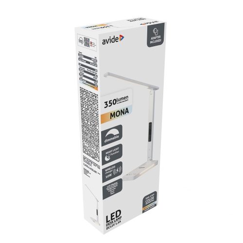 Asztali LED lámpa, QI Mona, 7W, AVIDE, fehér